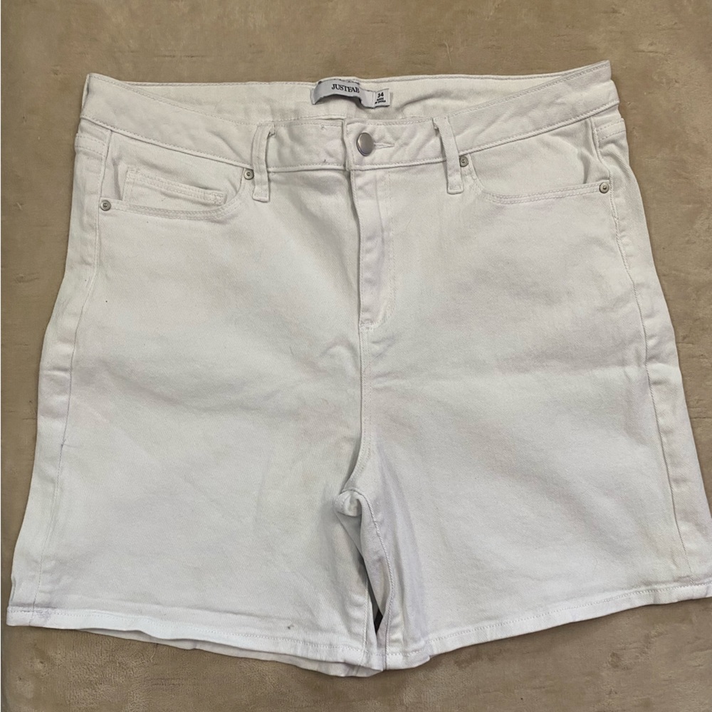 JustFab White Jean Shorts